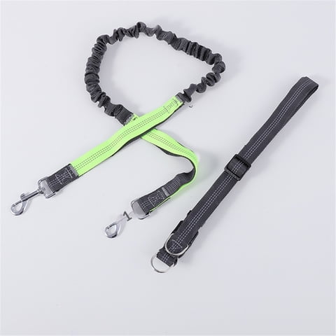 Xusx111 - Correa De Cintura Manos Libres Para Perros Caminando, Corriendo Y Senderismo, Cinturón Ajustable Con Doble Mango, Diseño Reflectante De Bungee Para Perros Grandes Y Medianos (Verde 2,5 Cm *