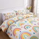 thumbnail image 4 of Lightwe-ight So-ft 3 Piece R-ainbow Comfort-er Set with 2 Pillo-w Covers Cartoon Lo-ve Hearts Suns -and Stars Bedding Set- for Girls Boy-s Kids Twin Dark Blue, 4 of 5