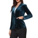 thumbnail image 4 of INSPIRE CHIC Blazer de Terciopelo para Mujer con Solapa de Muesca, Manga Larga, Un Botón, Elegante para Oficina, Talla L, Azul, 4 of 6