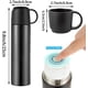 thumbnail image 5 of Botella de agua de acero inoxidable, taza aislada al vacío con tapa antifugas, taza termo de doble pared, taza de viaje Spot que mantiene caliente y frío durante 12 horas, sin BPA, 17 oz (negro), 5 of 7