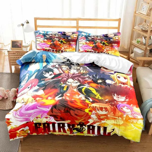 Fairy Tail Bedding Set Bed Three-piece Set Duvet Cover Double Bed Duvet Cover Set Adult Kid's Bedroom