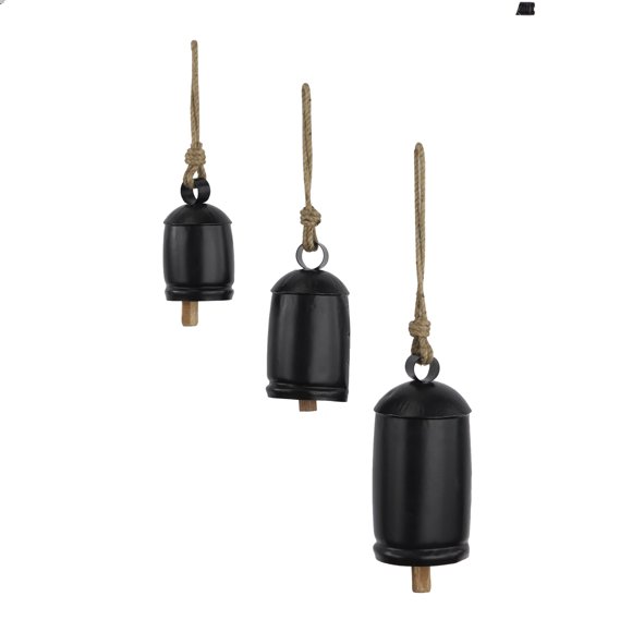 Campanas Decorativas de Vaca XL de Metal Negro Inspiradas en el Tíbet Deco 79