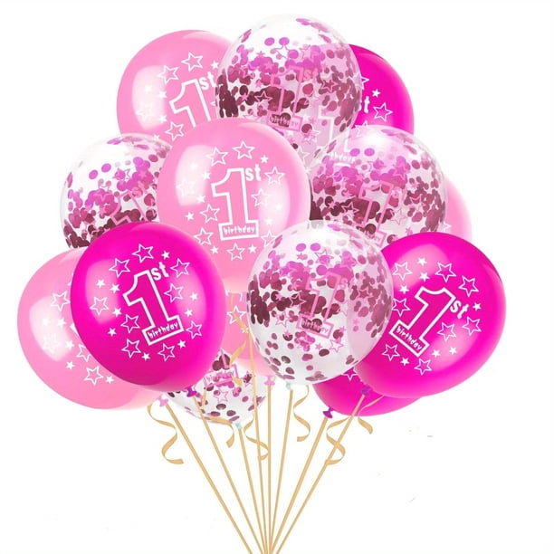 12pcs, 1 Year Old Balloon Confetti Set Baby Shower Birthday Party Decoration, Birthday Photo Prop, Birthday Party Anniversary Party Scene Decor Arrangement, Room Decor, Indoor Decor
