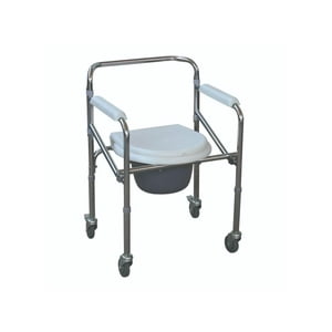 Glomed - Baño Portátil Wc Plegable Con Ruedas Pro Gris