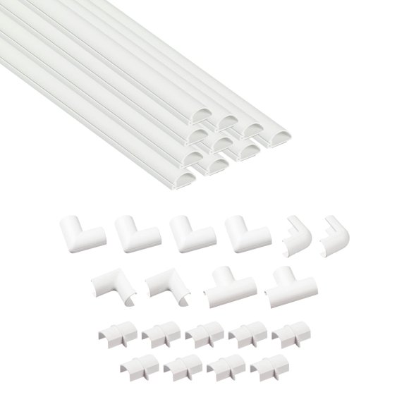 Cable Raceway D-Line, semicircular, ocultador de cables, color blanco, 15.7 pulgadas