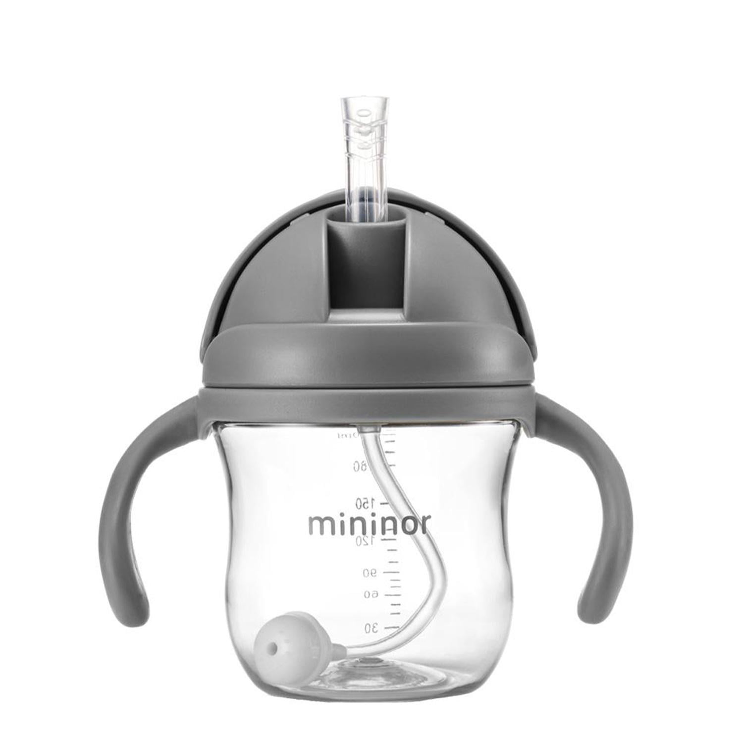 Mininor - Vaso Con Bombilla 220ml Gris.