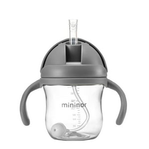 Mininor - Vaso Con Bombilla 220Ml Gris.