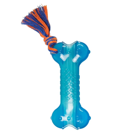 Juguete masticable Petstages Orka Bone Royal Blue para dispensar golosinas