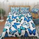 thumbnail image 1 of Oil Painting Blue Butterfly Quilt Duvet Cover Set Pillowcase Children3-Piece Bedding Set, 1 of 5