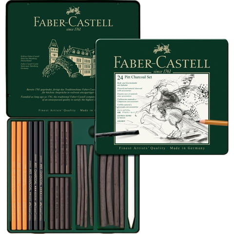 Faber Castell - Juego Pitt Monochrome Carbón Faber-Castell X24 Und.
