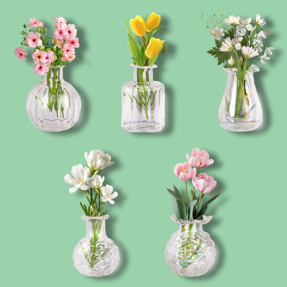 Imanes de mini jarrón ZOYVUX, lindos para el refrigerador con flores (paquete de 5)