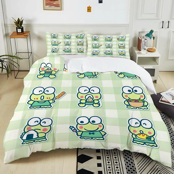 Keroppi duvet cover set duvet cover pillowcase, kids bedroom bedding set boy girl king home textile gift duvet cover set.