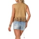 thumbnail image 3 of INSPIRE CHIC Chalecos con Flecos para Mujer Estilo Vaquera Sin Mangas Top Chaleco de Flecos de Imitación de Ante Talla S Marrón Claro, 3 of 6