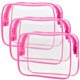 thumbnail image 1 of Neceser PACKISM aprobado por la TSA, bolsa de maquillaje transparente de color rojo melocotón con marco de soporte, bolsa de aseo transparente para viajes, gruesa y sin olor, 1 of 8