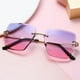 thumbnail image 2 of Trendy Oversized Rimless Sunglasses for Women - UV Protection Metal Eyewear for Outdoor Hiking, 2 of 5