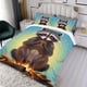 thumbnail image 3 of Mapache Conjunto de sábanas temático, trío de piezas, cómodo y amigable con la piel, diseño único, regalo de decoración para el hogar para familiares, amigos y fans,135cm *200cm, 3 of 6