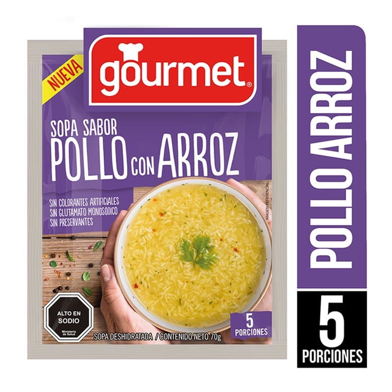 Sopa Sabor Pollo Con Arroz (5 Porciones) Sobre 70 g Gourmet