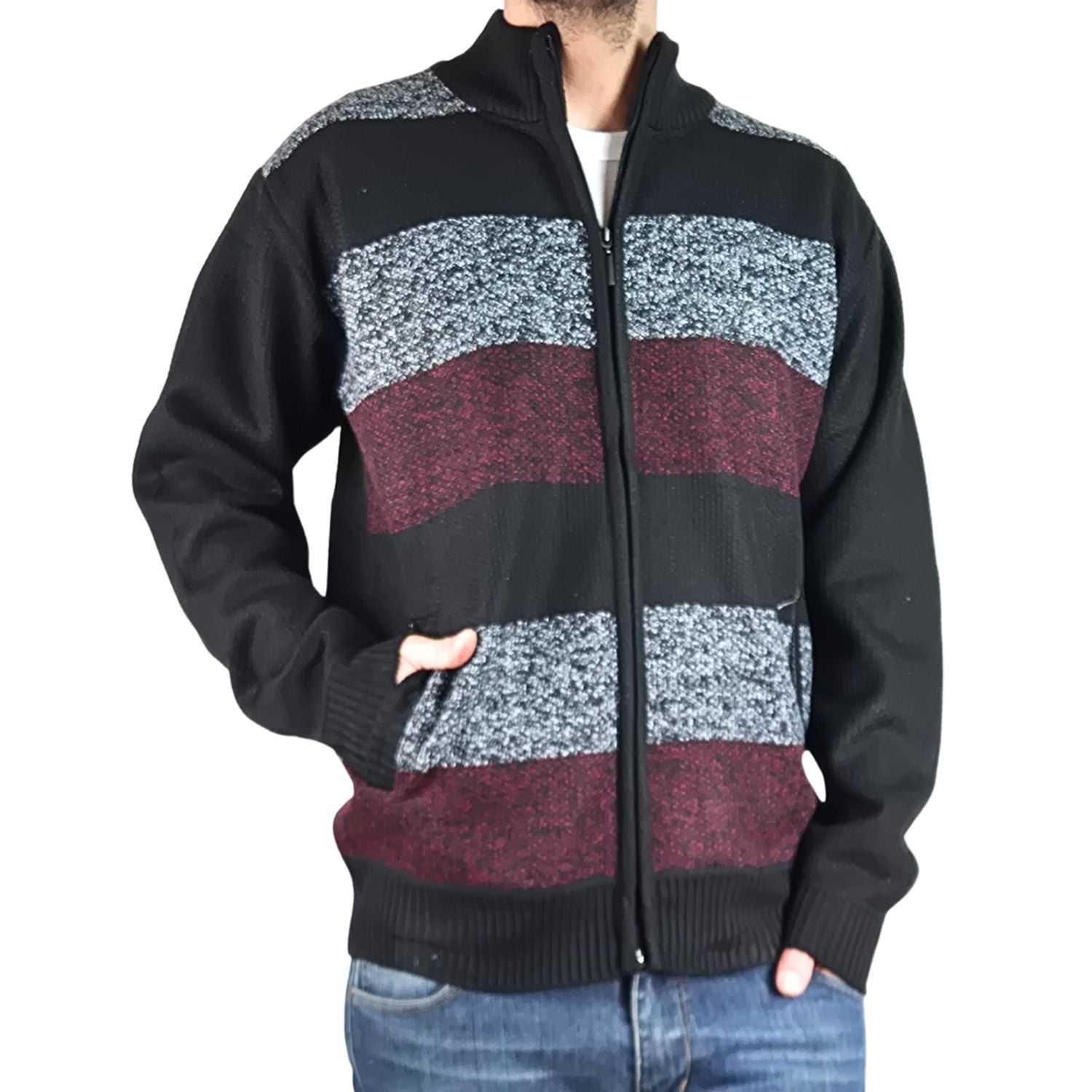Likeshop - Chaleco Sweater Hombre Frisado Cuello Alto Cierre Completo 2115