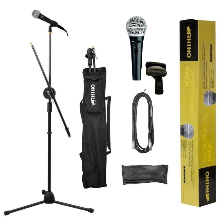 Pack De Atril Para Microfono Con Microfono Y Cable Rhino