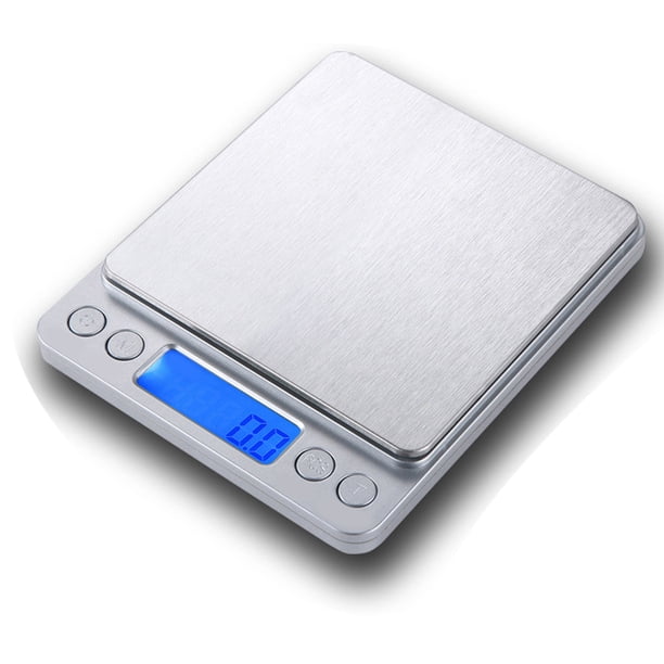 Báscula digital de 2 bandejas, 500 g/0,01 g, para joyería pequeña, 6 unidades, peso digital en gramos y onzas, función de tara, para alimentos.
