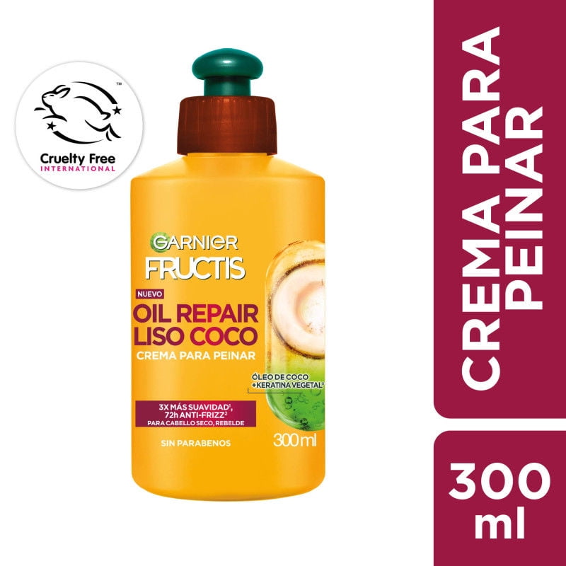 Crema De Peinar Tratamiento Oil Repair Liso Coco 300 ml Fructis