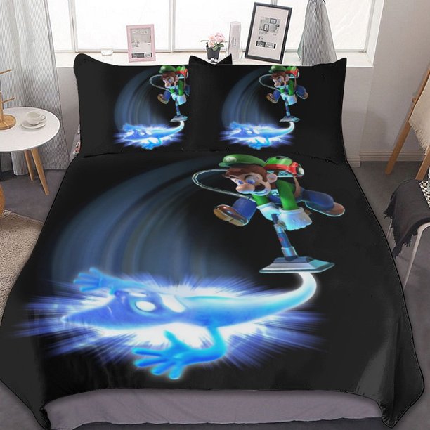 Luigi's Mansion 3 Pcs Bed Sheets Set Breathable Duvet Cover with 2 Pillow Sham Soft All Seasons Bedding Set