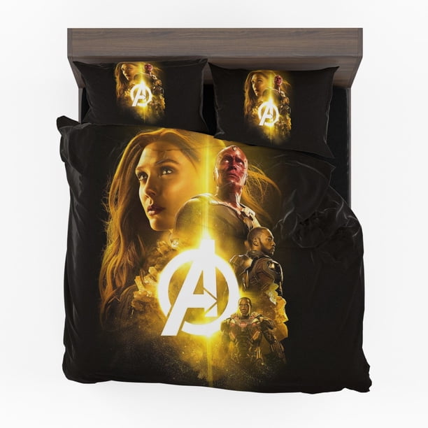 Marvel Vision War Machine Falcon Scarlet Witch Infinity Quilt Duvet Cover Set3-Piece Bedding Set