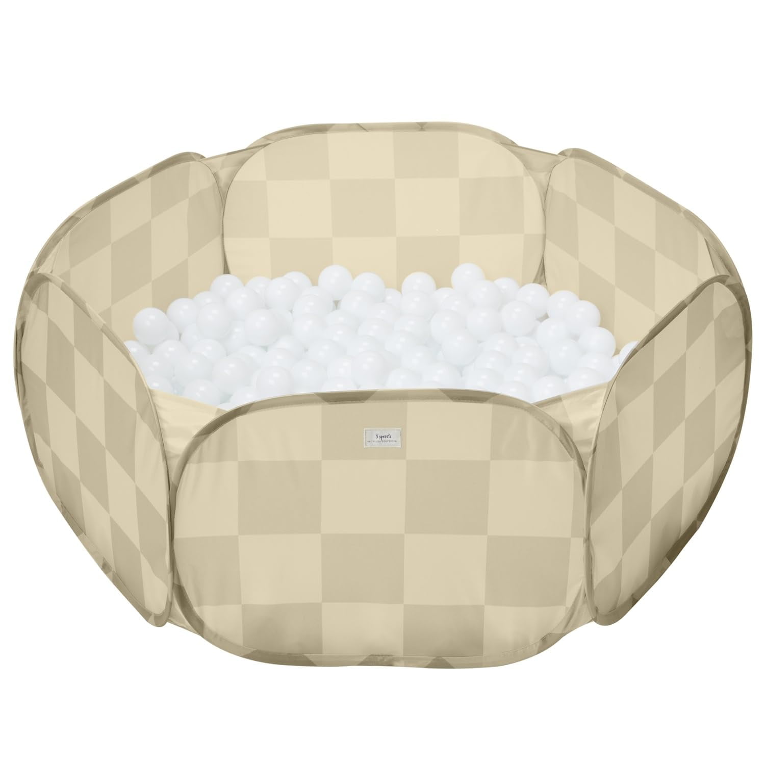Ball Pit 3 Sprouts A Cuadros, Beige, Para Niños, Interiores Y Exteriores