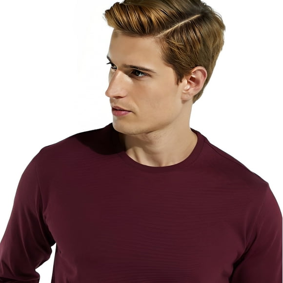 Polera Hombre Manga Corta Cuello Redondo Burdeo Talla XL