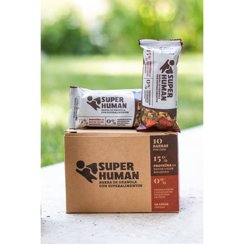 Caja 10 Unidades Barra De Proteína Super Human Sabor Berry Original
