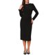 thumbnail image 2 of INSPIRE CHIC Vestidos de Trabajo para Mujeres 2026 Vestido Cruzado Ajustado de Manga Larga para Iglesia Oficina de Negocios Vestido de Tubo Midi L Negro, 2 of 6