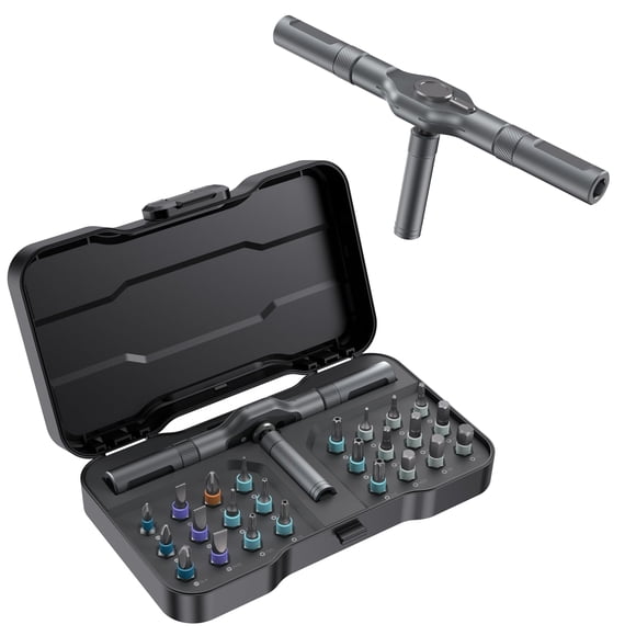 Juego de destornilladores magnéticos DYLIFE 24 en 1 con trinquete y funda