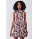 thumbnail image 1 of Vestido Mini Ajustado sin Mangas con Cuello Redondo y Estampado Floral Burdeos y Blanco de FASHNZFAB, Talla M para Mujer, 1 of 5