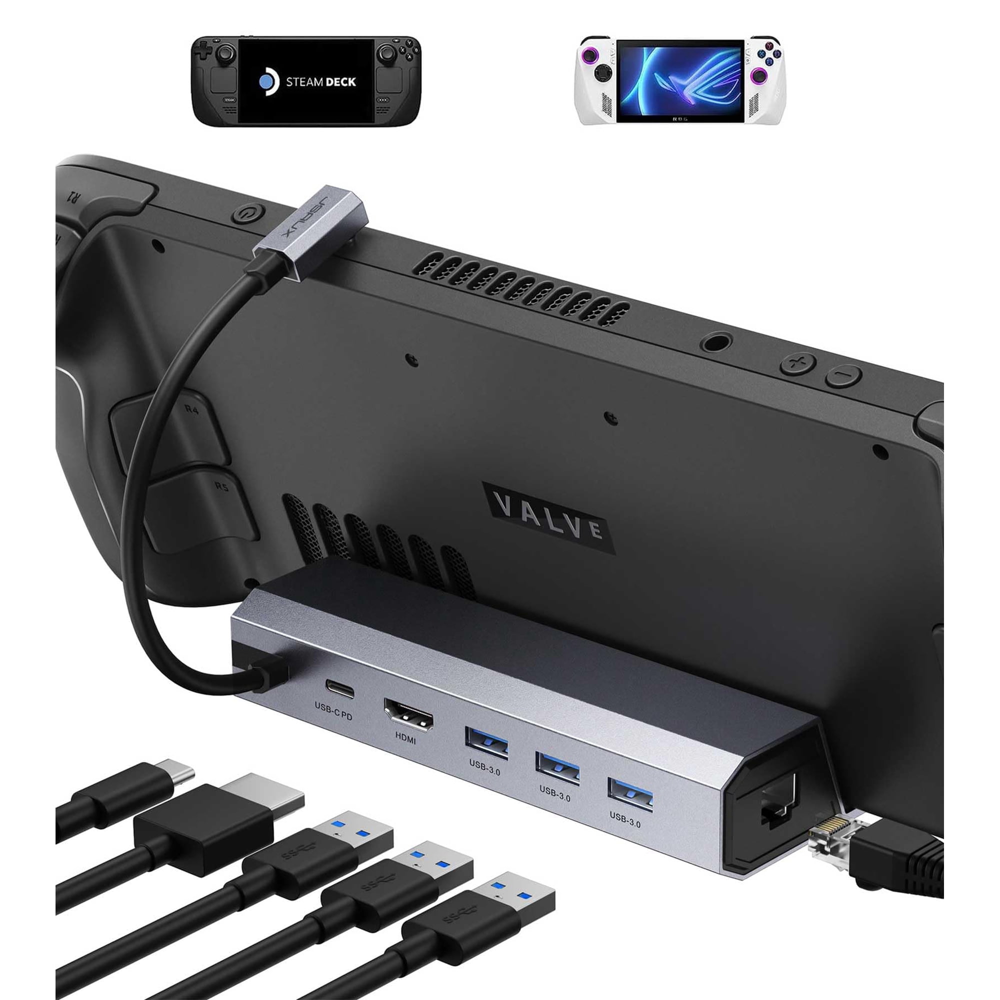 Estación De Acoplamiento Jsaux Para Steam Deck/rog Ally 6 En 1 4k @60hz