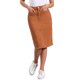 thumbnail image 1 of INSPIRE CHIC Falda de Mezclilla de Cintura Alta para Mujer, Falda de Jean hasta la Rodilla con Dobladillo Deshilachado y Bolsillos Rojo Ladrillo M, 1 of 6