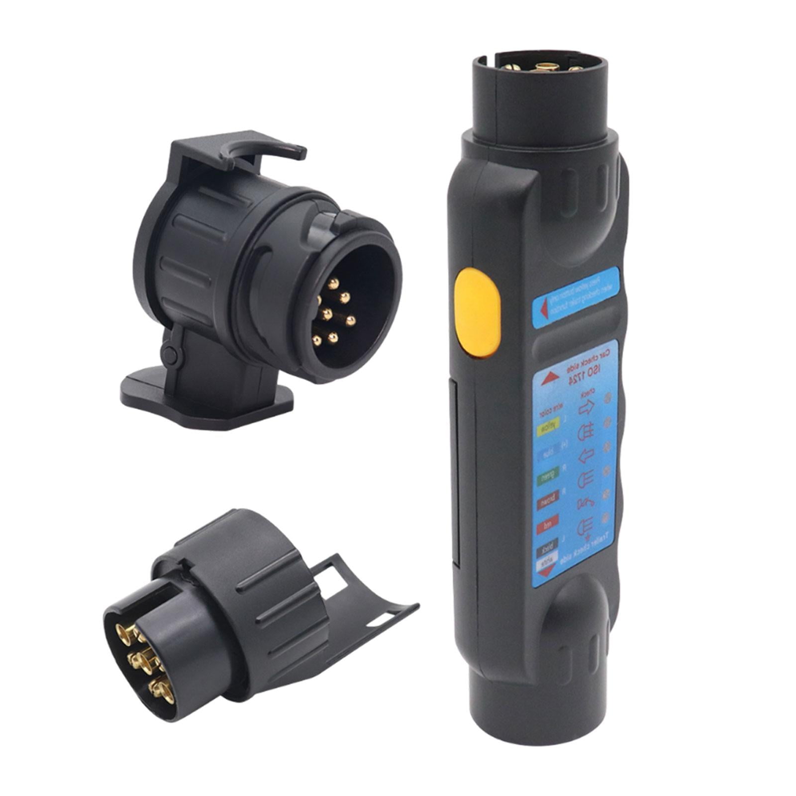 Ioensy - Probador De Conector Rv De Cableado De 7 Pines Para Remolque, Probador De Enchufe De Remolque De 7 Pines Y 12v