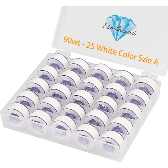 Hilos Simthread 25 bobinas preenrolladas blancas 90WT Tamaño A