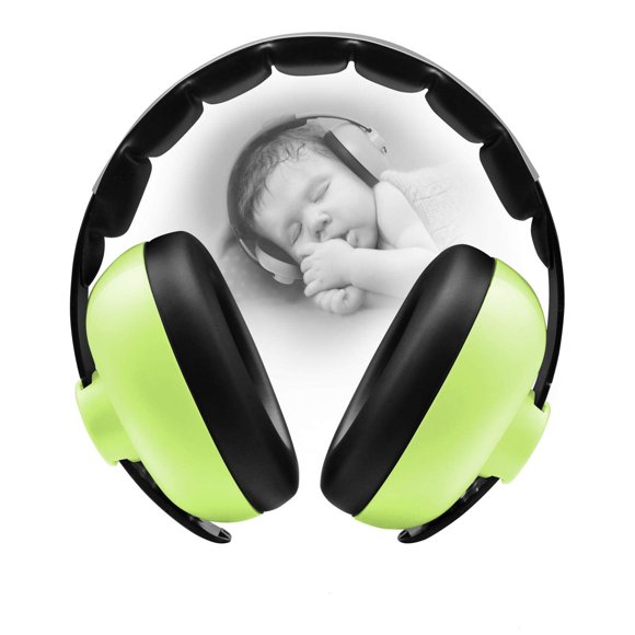 Orejera de protección auditiva para bebés BBTKCARE con cancelación de ruido, color verde