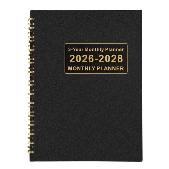 Planificador mensual ANABIUP 2026-2028, calendario de 3 años, negro