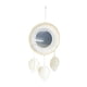 thumbnail image 2 of Espejo Redondo Bohemio Cuentas De Madera Macramé Dormitorio Hogar Colgante Espejo De Pared Decoraciones 48cm Blanco, 2 of 3
