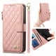 thumbnail image 2 of Funda tipo cartera FOXDOCK para Samsung Galaxy S26, estampado de diamantes, con ranuras para tarjetas, soporte y cremallera - Rosa, 2 of 6