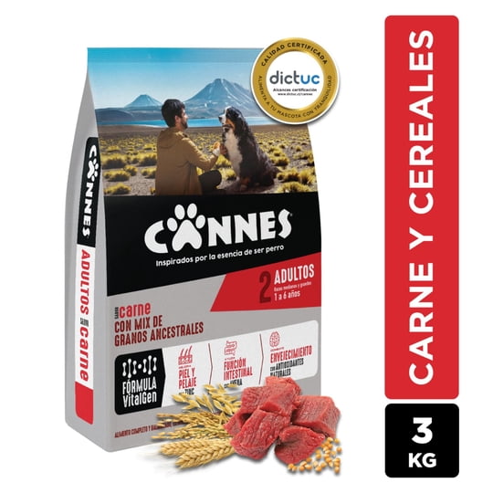 Alimento Seco Perro Adulto Raza Mediana/grande Carne Y Cereales Bolsa 3 Kg Cannes