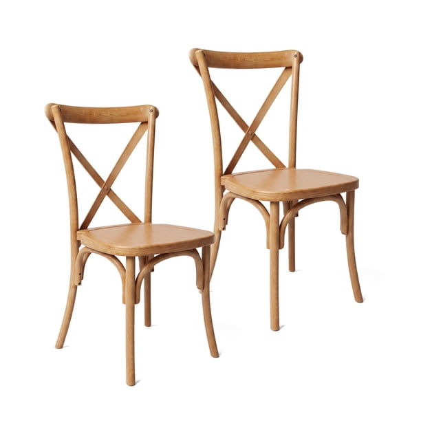 Pack 2 Sillas Terraza Comedor Crossback Apilables Polipropileno Acabado Madera