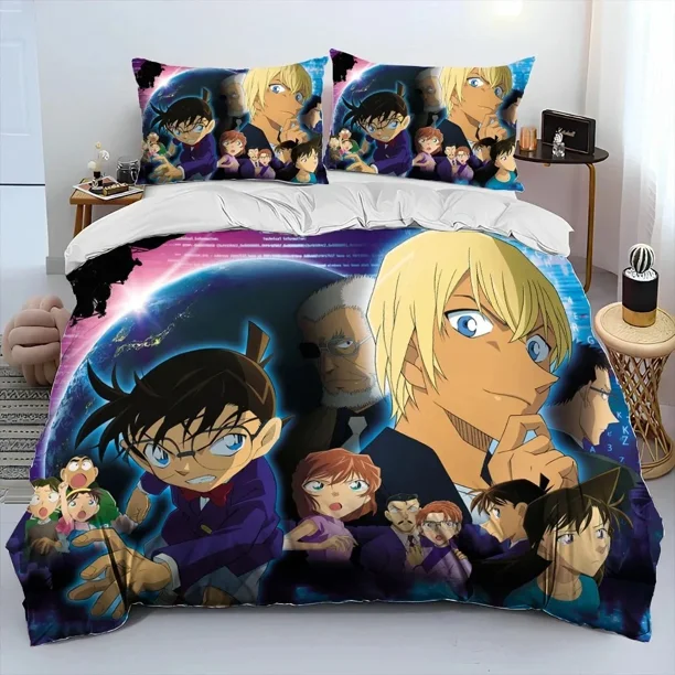Detective Conan Cartoon Bedding Set Duvet Cover Bed Set Quilt Cover Pillowcase Comforter Boys Adult Bed Sheets