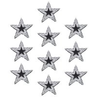 Bothyi - 10 Parches De Estrellas De Diamantes De Imitación Para Reparación De Apliques, Accesorios De Costura, Color Plateado Y Negro