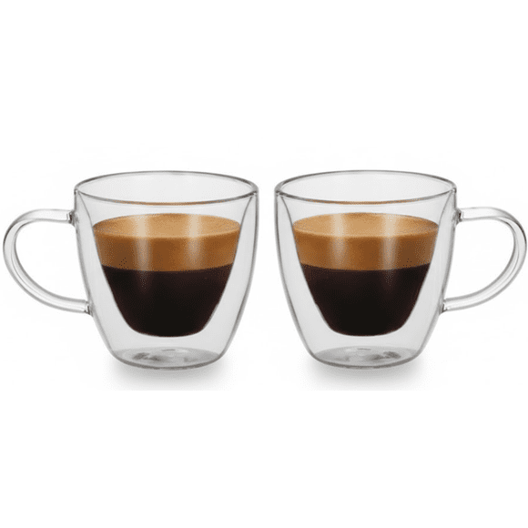 Set De 2 Tazas De Vidrio Doble Pared Para Café Té 80ml