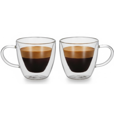 Danny Home - Set De 2 Tazas De Vidrio Doble Pared Para Café Té 80Ml