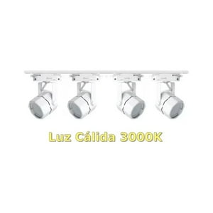 Presente - Lámpara Riel 4 Focos Hexagonal Luz Cálida 1Mt Blanco Moderno