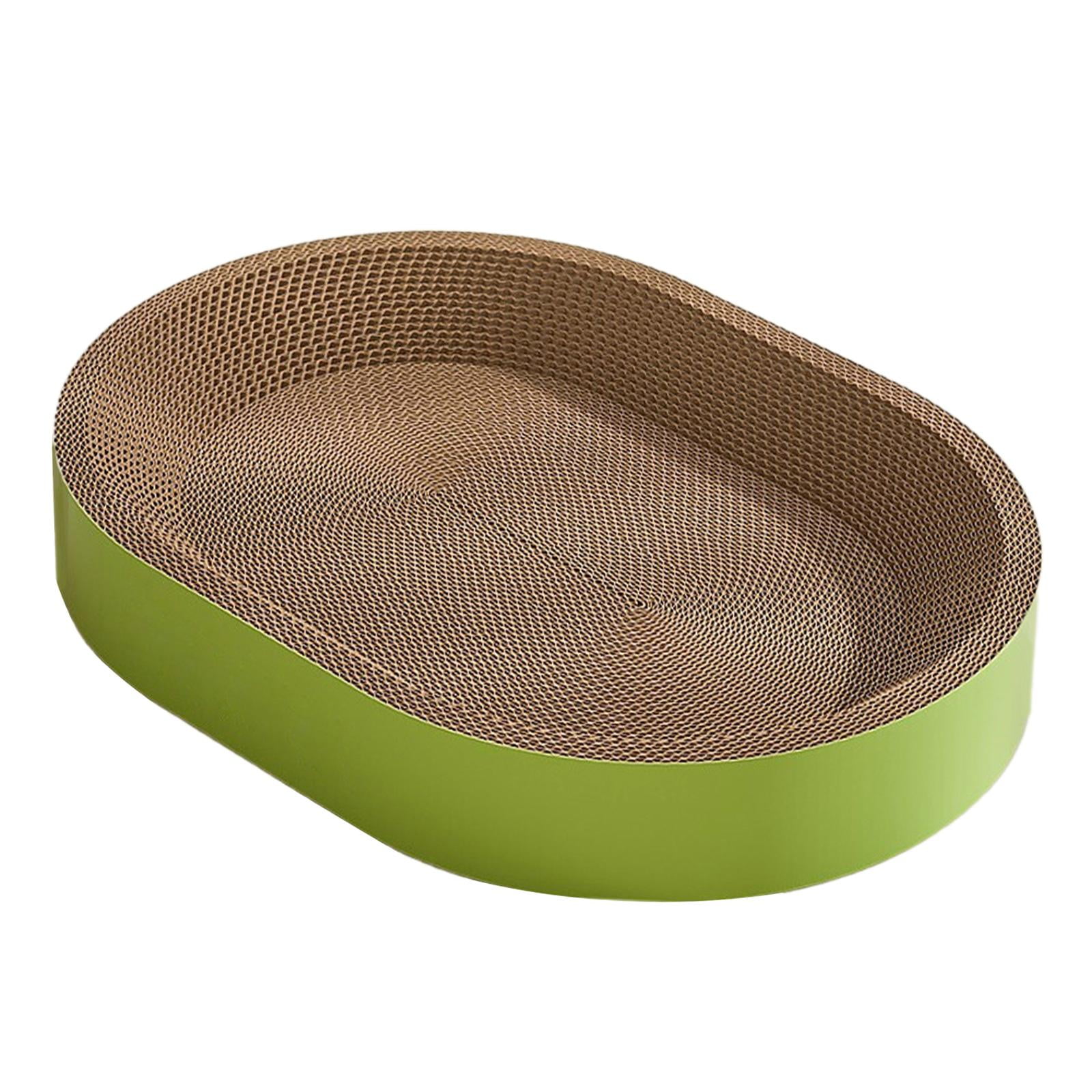 Rascador De Gato De Cartón Ovalado, Reposo En Cama Para Gatos De Interior, Tabla Rascadora Para Sofá, L, Verde