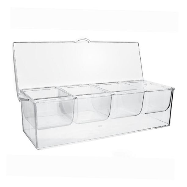 Servidor de Especias Refrigerado con Tapa, Bandeja para Servir Fría, Comida Refrigerada, Fruta, Bandeja para Servir Aperitivos de 4 Piezas para Queso solo caja